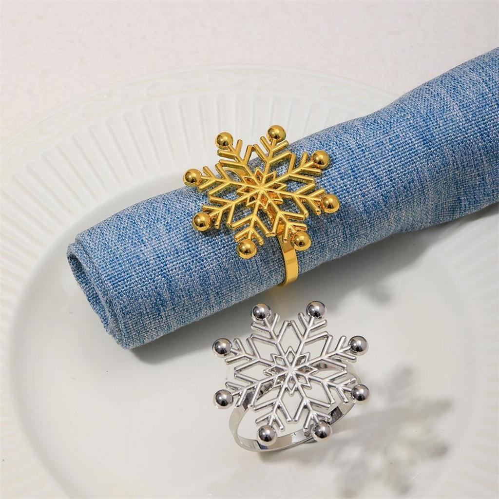 Set of 6 Snowflake Napkin Rings Christmas Napkin Holder Serviette Rings Perfect for Party Gatherings and Celebrations