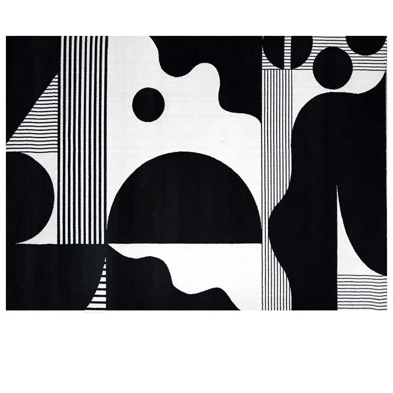 Light Luxury Rugs for Bedroom Black White Plaid Living Room Decoration Carpet Fluffy Soft Study Rug Home Thicken Plush Floor Mat