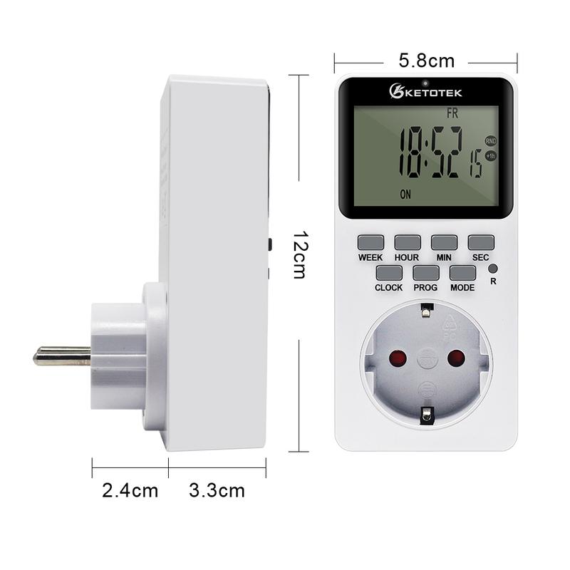 EU/US/UK Electronic Digital Timer Switch Programmable 220V 110V Kitchen Plug Socket Timing Outlet Random Coutdown 12/24hr Timer