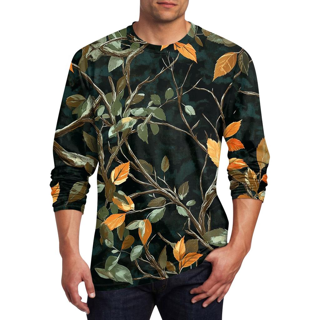 Men's T Shirt O-Neck Clothing Apparel Outdoor Long Sleeve Print Fashion Designer Vintage