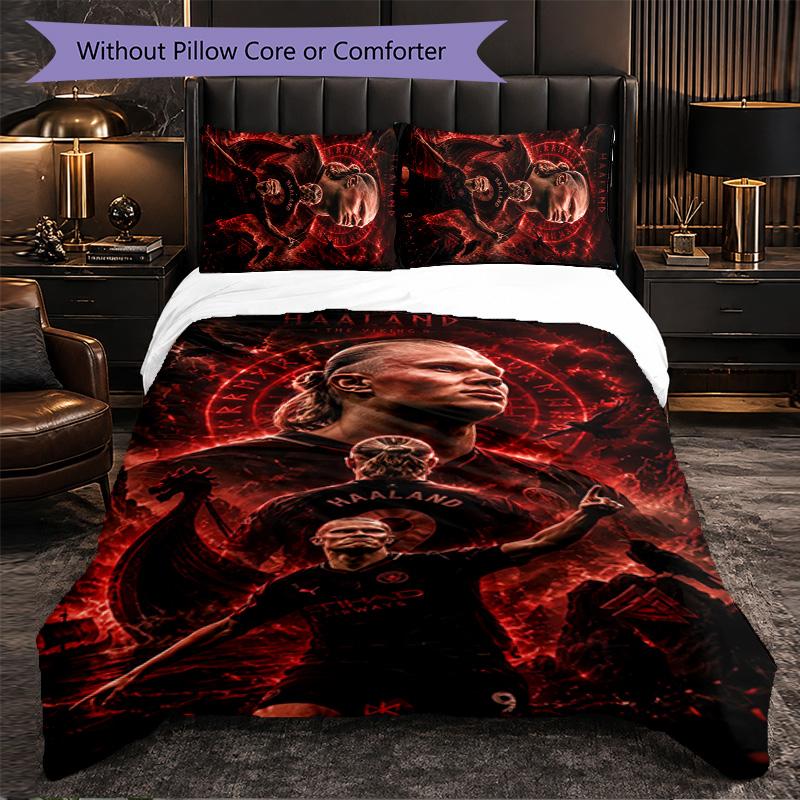 Biancheria da Letto a Tema Erling Haaland Set 3 Pezzi Copripiumino Biancheria da Letto Decorativa Per Stanza Adolescenti Decorazione Casa