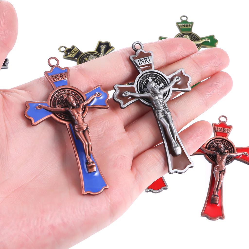 Multi Style St. Benedict's Cross, Jesus Christ Pendant, Religious Prayer Decoration Supplies