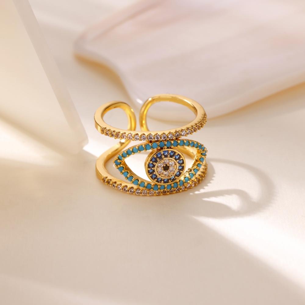 Free Shipping Exaggerated Blue Zircon Evil Eye Ring For Women Stainless Steel Punk Ring New Fashion Wedding Couple Zircon Gifts