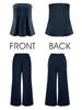 Completo Due Pezzi da Donna in Cotone con Top a Tubo Senza Spalline e Pantaloni a Gamba Larga