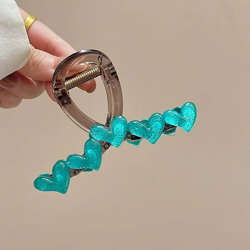 Korean Jelly Pink Acrylic Heart Hair Claws For Women  New Trendy Large Ponytail Hair Clip Headwear Hair Accessories