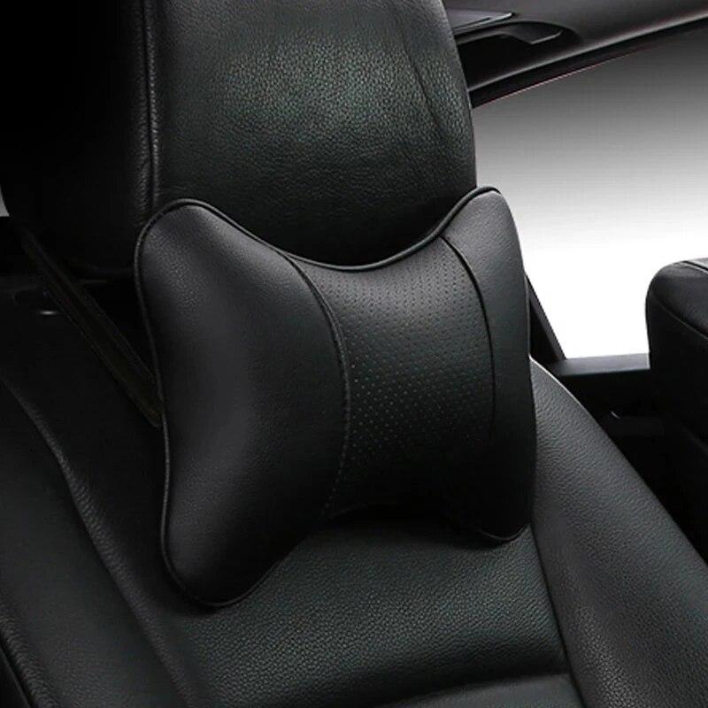 Soft Car Neck Pillows Both Side Front Back PU Leather 1pcs Pack Headrest for Head Pain Relief Filled Fiber Universal Car