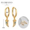925 Silver Needle Rivet Micropaved Zircon Pendant Hoop Earrings For Women Punk Vintage Earrings Fashion Party Jewelry Gifts