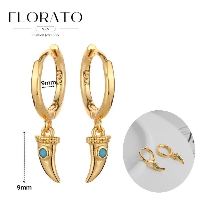 925 Silver Needle Rivet Micropaved Zircon Pendant Hoop Earrings For Women Punk Vintage Earrings Fashion Party Jewelry Gifts