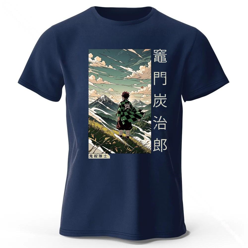 Demon Slayer Mount Fuji Printed Pure Cotton T-shirt Men/women Fashion Casual Loose Plus-size Short Sleeves Top