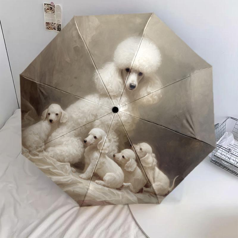 Dog Sticking Out Its Tongue  pattern, automatic folding umbrella, portable and foldable design, 8 ribs, a Christmas or birthday gift.