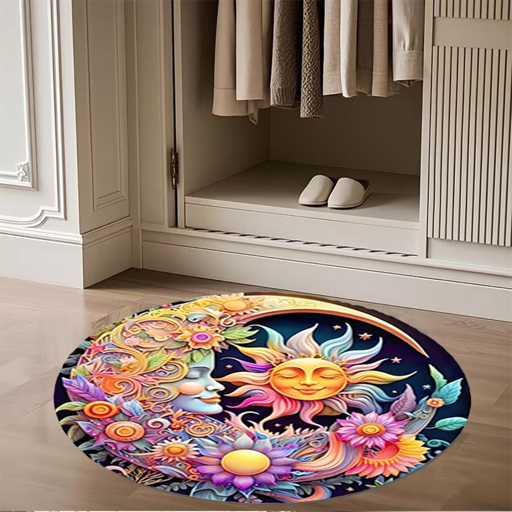 1pc Home Carpet with Stained Glass Design Non Slip Office Decor Gift Living Room Bedroom