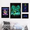 Poster modern pentru cameră de joacă cu efect de neon, imprimeuri pentru jucători de jocuri, pictură pe pânză, imagine artistică de perete pentru copii, băieți, cadou pentru decorarea camerei de jocuri