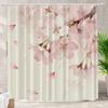 Watercolor Sakura Blossom Waterproof Polyester Shower Curtain 180x180cm - Spring Floral Print Bathroom Decor with Hooks