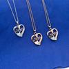 Mom Heart Opal & CZ Pendant Necklace, Mother's Day Gift Rose Gold/Silver Plated Cable Chain Necklace