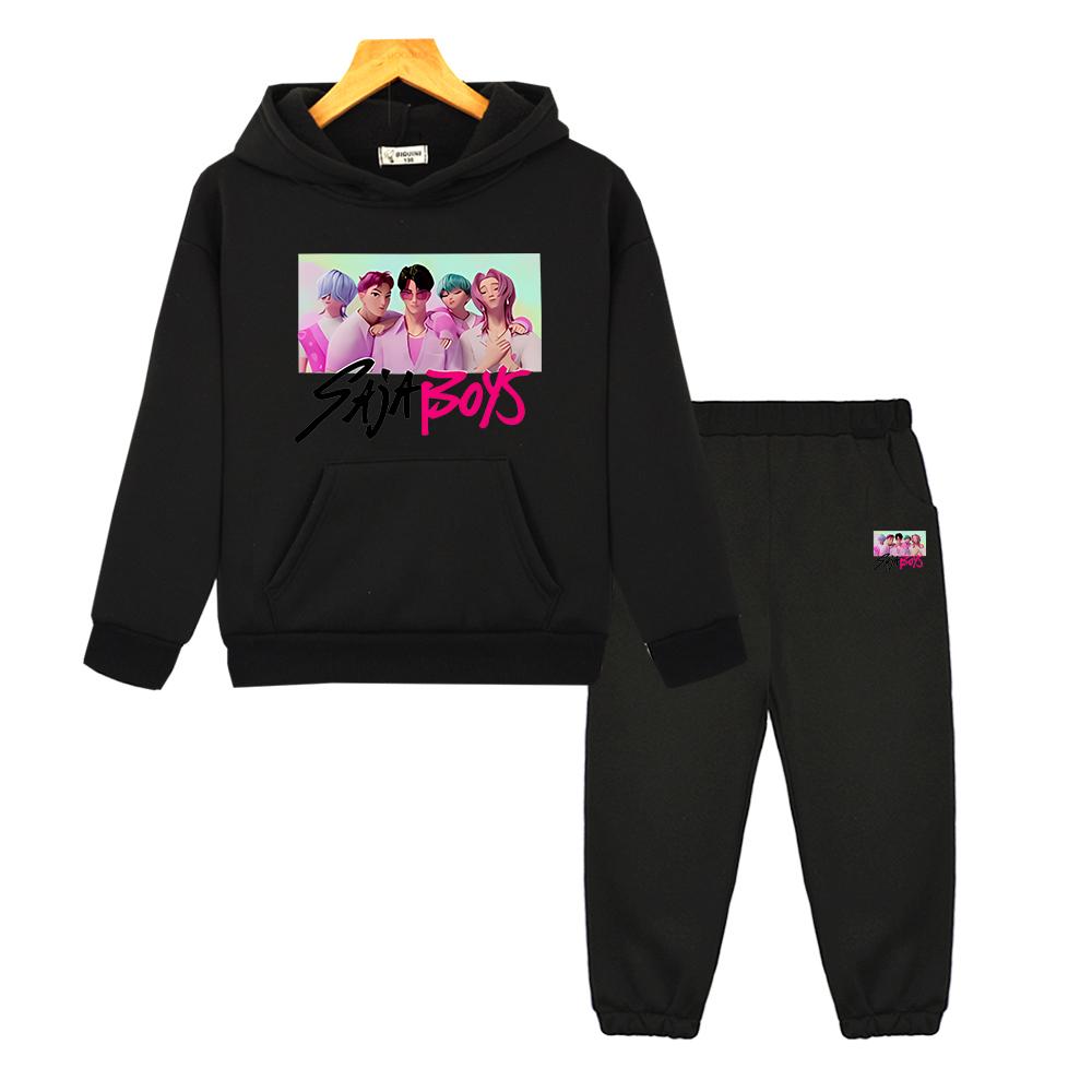 Saja Jungen 2-teilig Pullover+Hose Fleecejacke Sweatshirt kpop Dämonenjäger Herbst Kapuzenpullover Kinder Boutique Kleidung Junge Mädchen Kapuzen-Sets