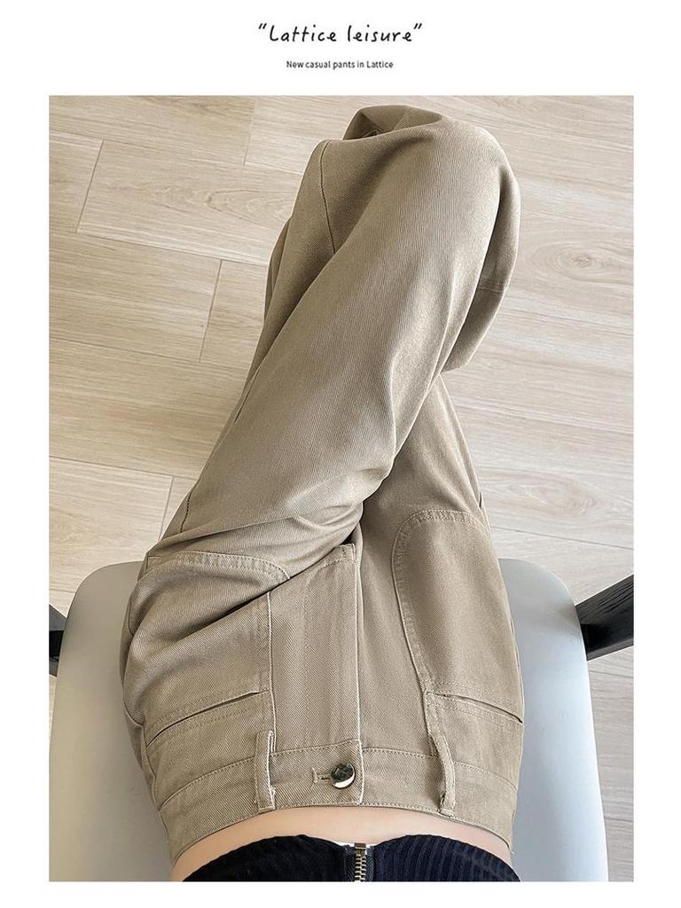 Women's Off-White Washed High-Waist Wide-Leg Jeans - Slimming, Versatile, Straight-Leg Casual Autumn Pants