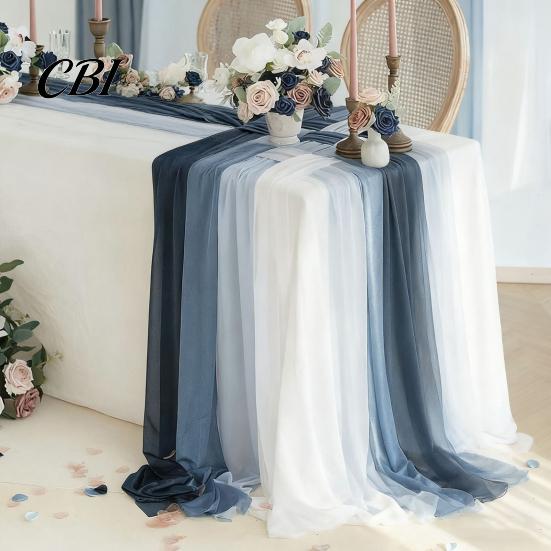 Chiffon Table Runner Sheer Flowing Runner, Wedding Elegant Solid Color Charming Dining Accessory for Home Bridal Shower Party Decor