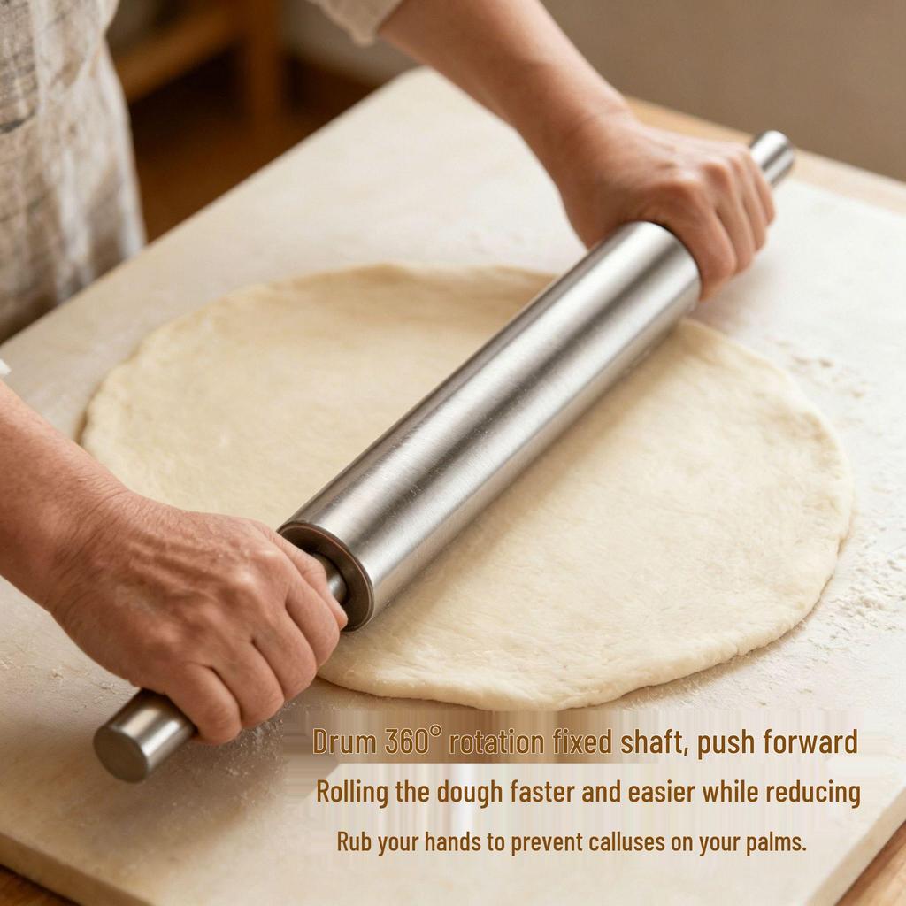 Seamless Stainless Steel Rolling Pin for Dough and Noodles
