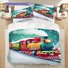 Train Pattern Bedding Quilt Set Quilt Cover Pillowcase Home Decoration Birthday Gift (1 * duvet cover + 2 * pillowcase, without core)