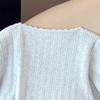 Women's French Style Lace Patchwork Knit Short Sleeve Top