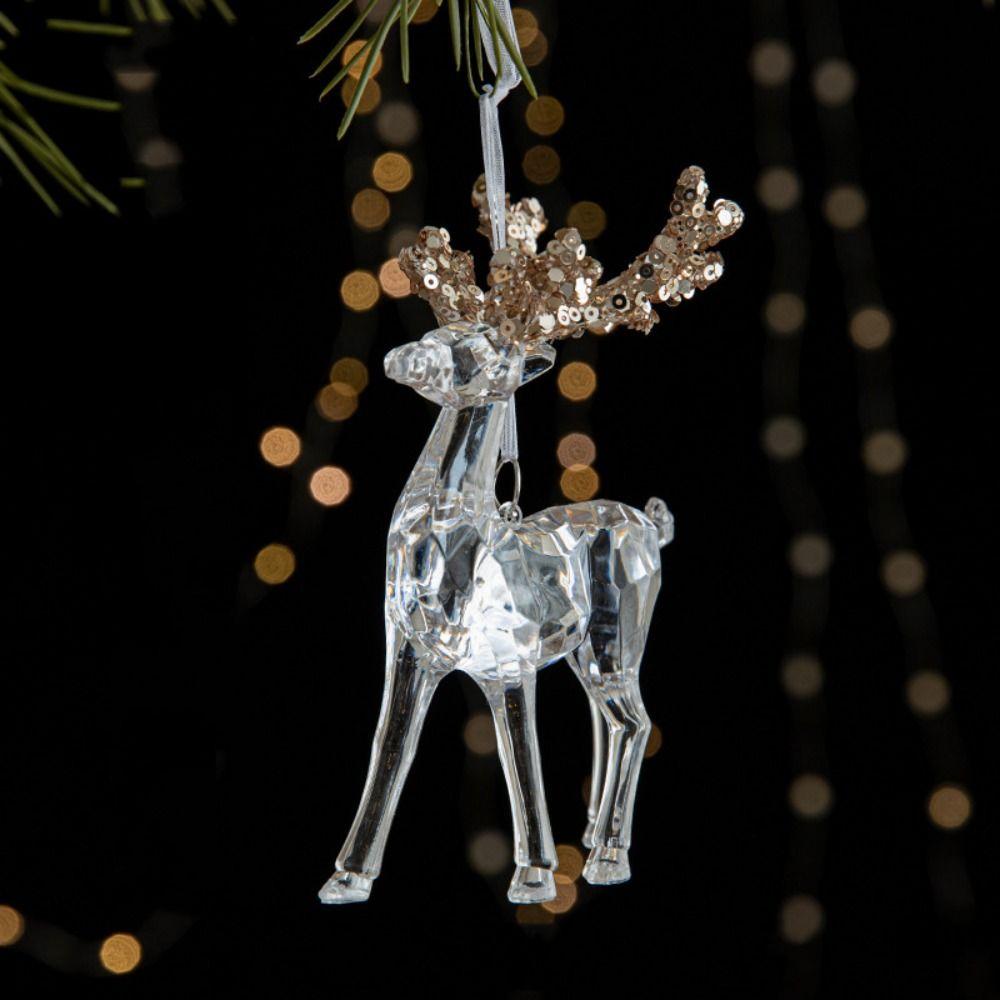 2pcs With Sequins Snowflake Hanging Ornaments Clear Christmas Tree Hanging Ornaments  Shopping Mall