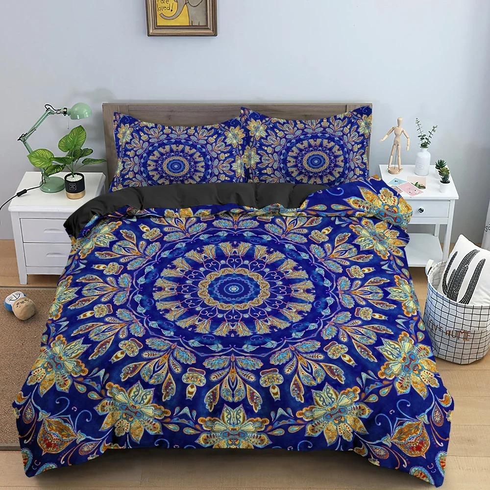 

Soft Vibrant King Queen Twin Ethnic Mandala 3D Flower Pattern Bohemian Style Bedclothes Size Bedroom Decor Quilt Comforter (quilt)-EU Single(135*200cm)3pcs