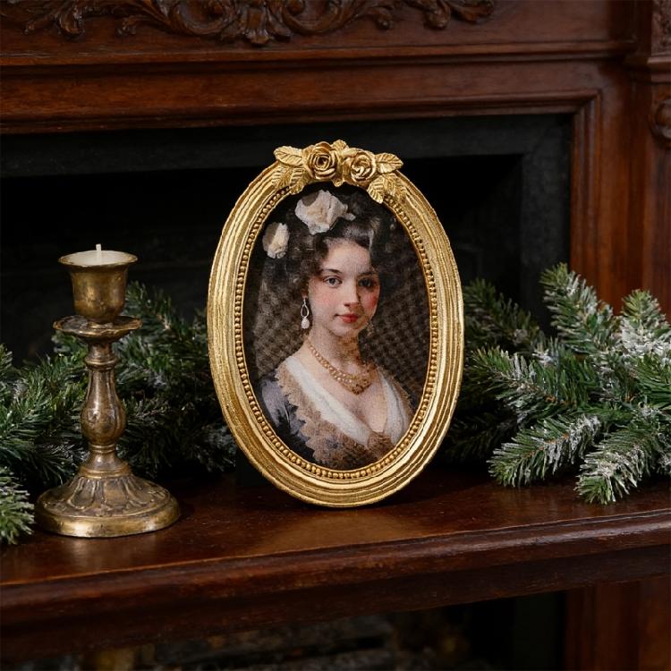 Antique Oval Picture Frame With Rose Design Resin Photo Frame For Tabletop And Wall Hanging Farmhouses Home Decors Gift