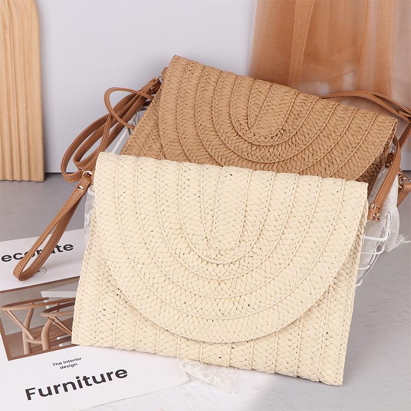 Straw Clutch Handbag Summer Beach Straw Purse For Women Woven Envelope Bag Shoulder Woven Crossbody Bag Beach Bag