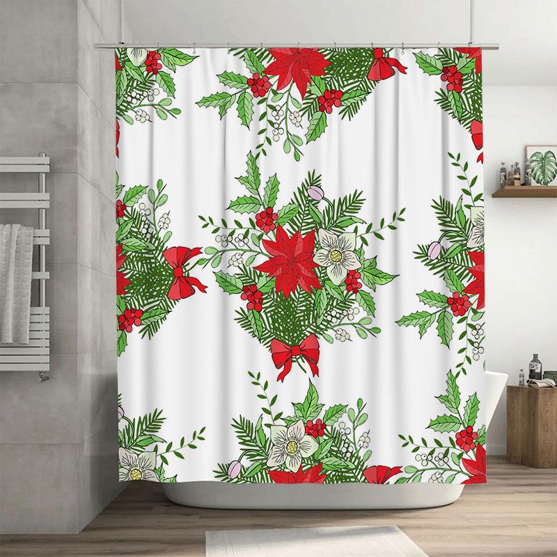 

Tu Floral Shower Curtain Botanical Greenery Plants Pattern Bathroom Decor Nature Theme Washable Fabric Liner W60H190(CM)-1 Pcs