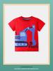 Spring/Summer Cartoon Excavator Short-Sleeve Children's T-shirt, Round Neck, Sizes Small/Medium