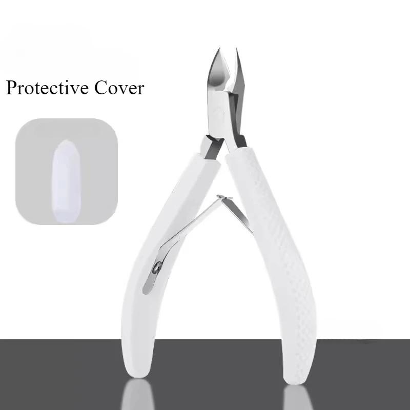 Silicone Handle Toenail Ingrown Nail Art Cuticle Nipper Clipper Edge Cutter Manicure Scissor Plier Pedicure Dead Skin Remover Anti Splash Nail Clipper
