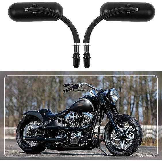 Chrome Oval Shape Motorcycle Mirrors,Upgrade Rearview Motorcycle Mirrors Compatible with Harley Road King Softail Street Glide Electra Dyna And More