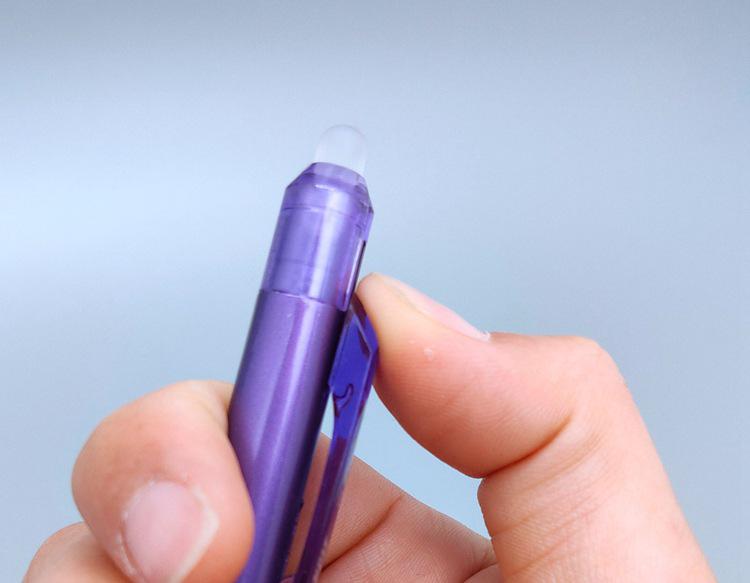 Thick Barrel Erasable Click Pen 0.5mm Bullet Tip, Blue/Black