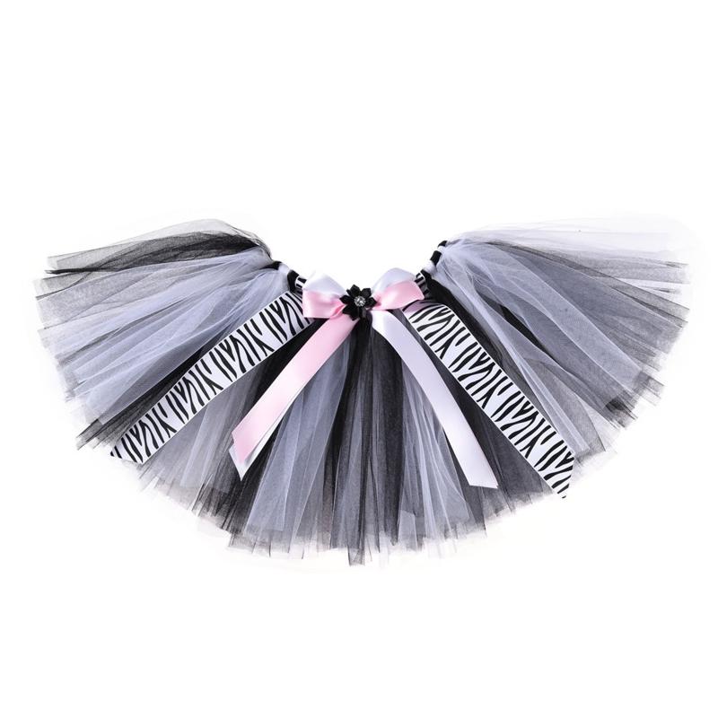 4Pcs Zebra Costume Set Zebra Ears Headband Tail Tutu Skirt Bowtie for Kid Halloween Christmas Animal Cosplay Accessories