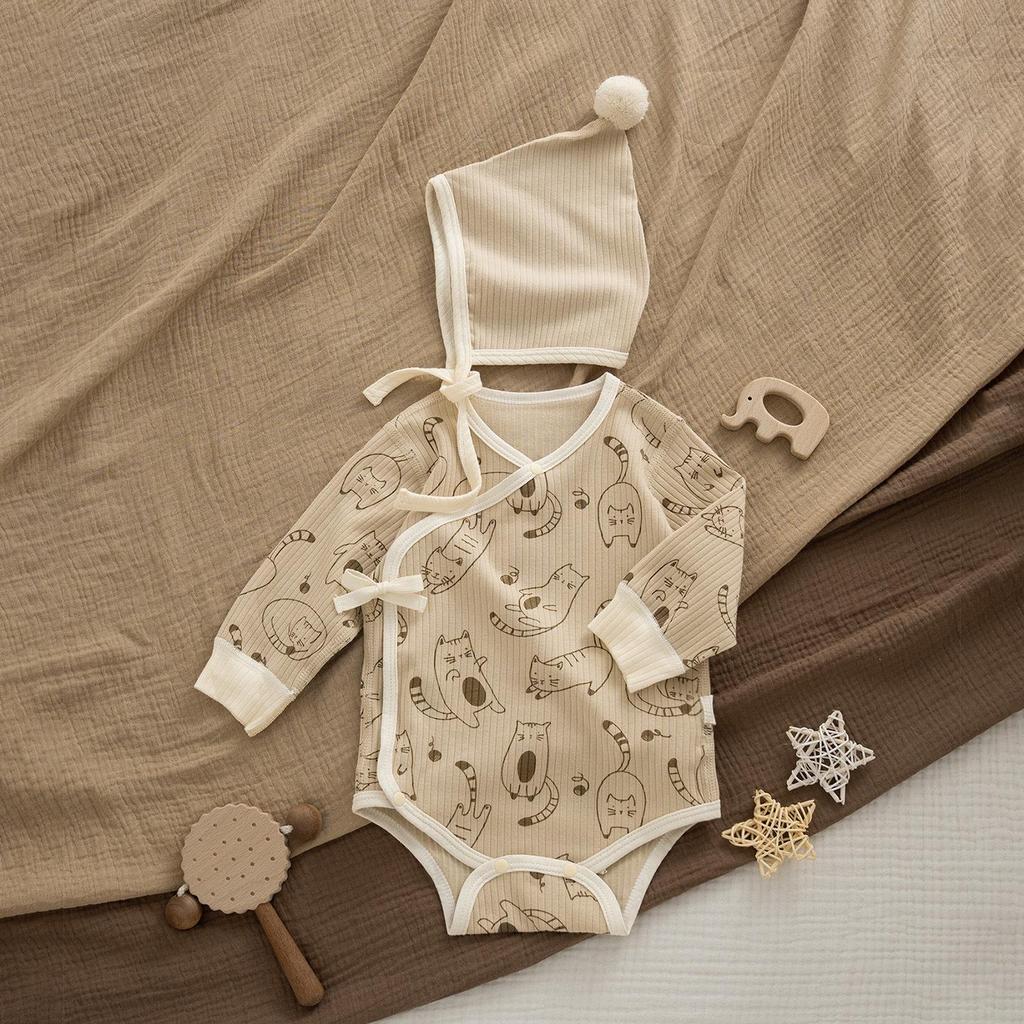 Four Seasons Newborn Baby Romper with Belly Protection: Spring-Autumn Long Sleeve Bodysuit