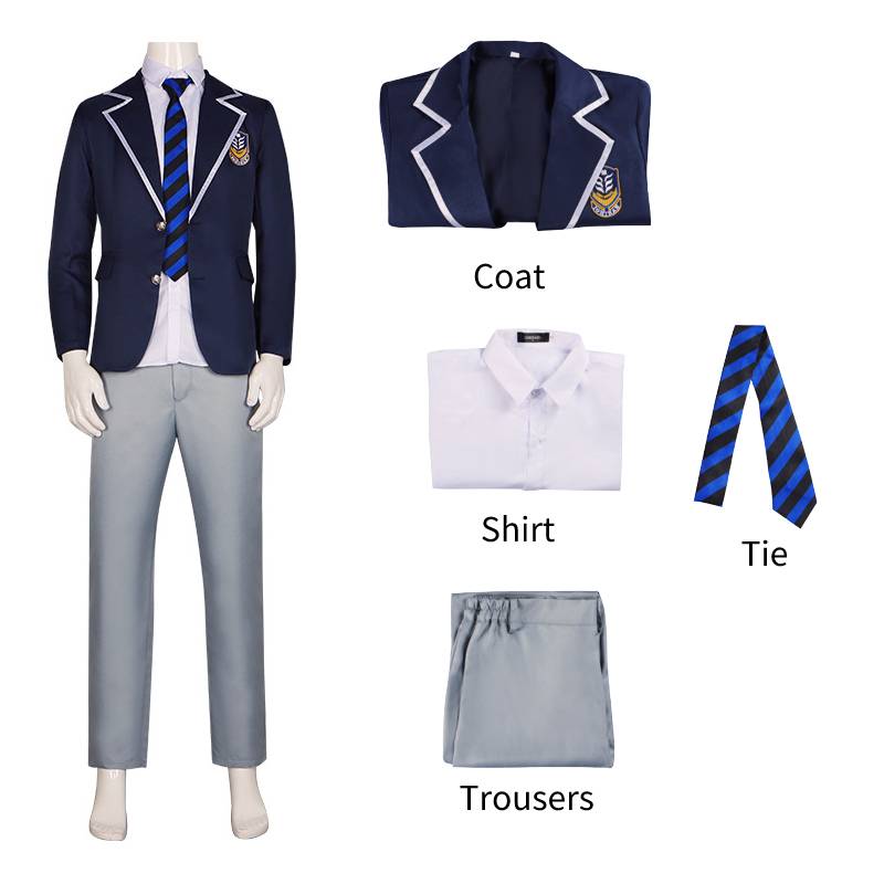 

Синий Косплей Костюм Замок Исаги Йоичи Школьная Форма Пальто Галстук Рубашка Брюки Костюм S