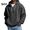 Easy Wear Versatile Outerwear Men Waffle Texture Sweatshirt, Loose Fit Long Sleeve Pullover Tops with Oversized Knit Sweatshirt for Front Pocket,