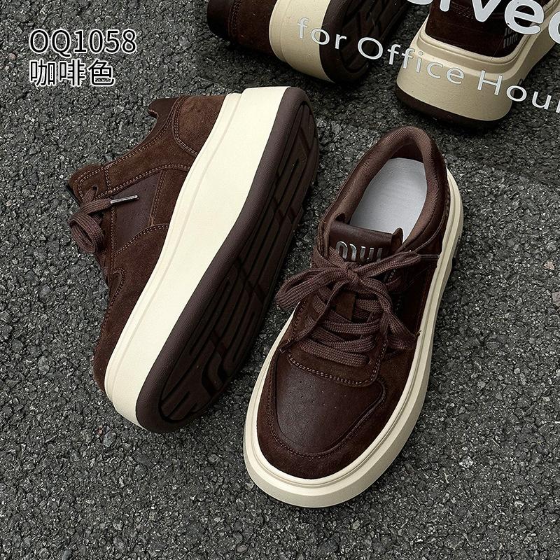 Leather board shoes autumn and winter tide casual muffin velvet platform sports casual shoes
