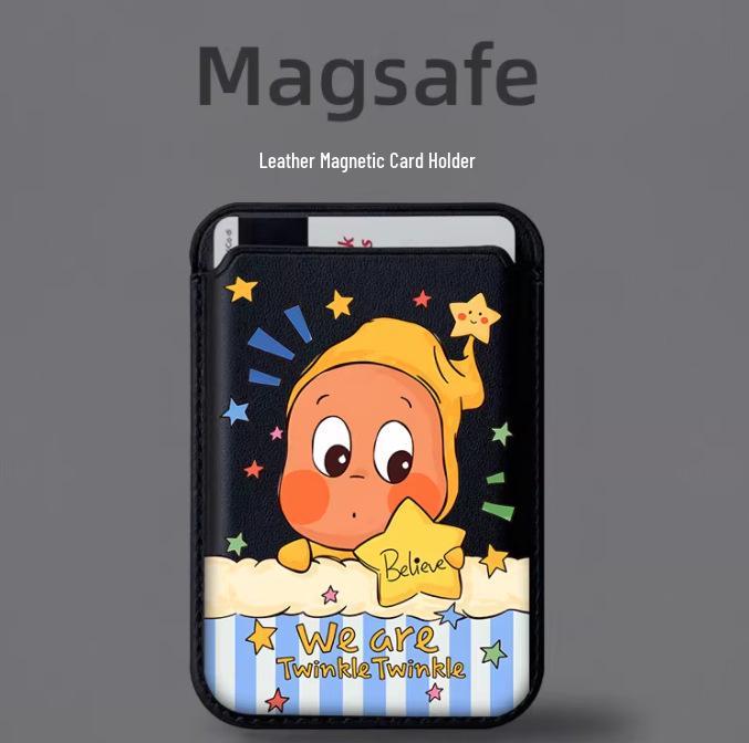 Pointed Star Hat MAGsafe Leather Card Holder for Apple Phone Case Single Card Holder