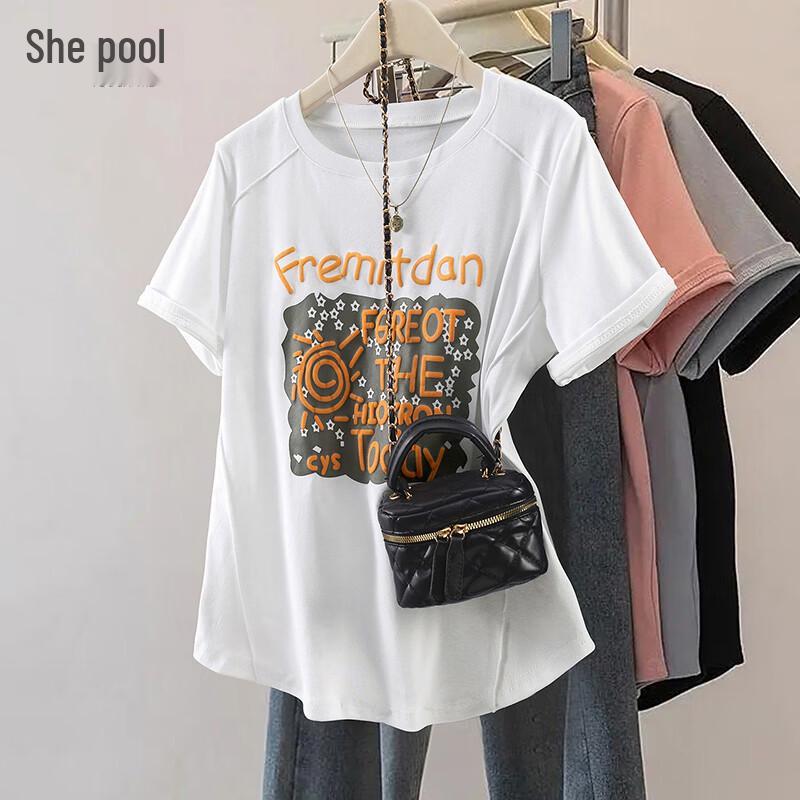 Women s Letter Print Short Sleeve T-shirt M