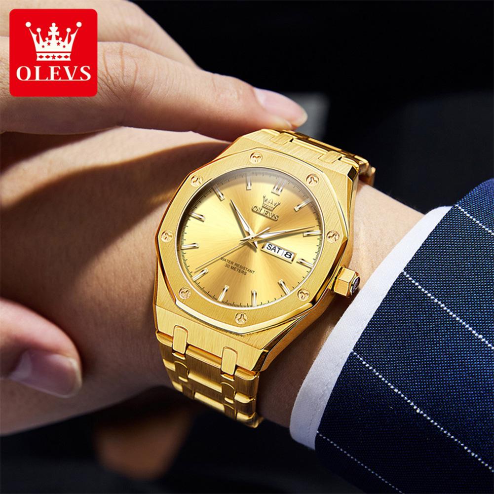 OLEVS 3726 Men's Watches Luxury Top Brand Original Quartz Wrist Watches For Man Luminous Waterproof Dual Calendar Man Watch New