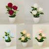 Multi-Bloom Artificial Rose Potted Flowers Red Plastic Fake Flower Home Decor