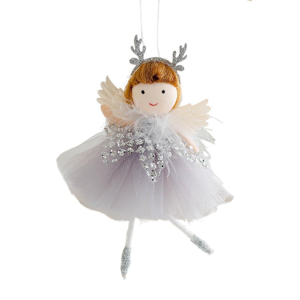 

Розовые Белые Рождественские Подвесные Украшения Плюшевые Игрушки Новогодние Украшения Креативная Кукла Ангел 1-grey