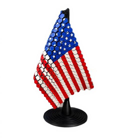 US Flag Chain Mail Patriotic Desk Decor, 3D Printed American Flag Sculpture, 250th Anniversary Independence Day Table Decoration 1pc