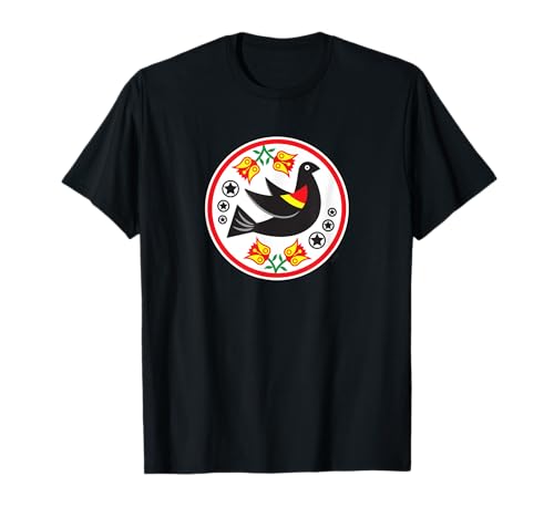 PA Pennsylvania Dutch Red Wing Buck Bird Fraktur Barn Hexagonal Star T-Shirt