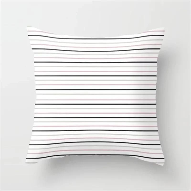 Nordic Stripes Geometric Cushions Cover  Black White Grey Polyester Pillowcase Sofa Car Home Decorative Pillow Case