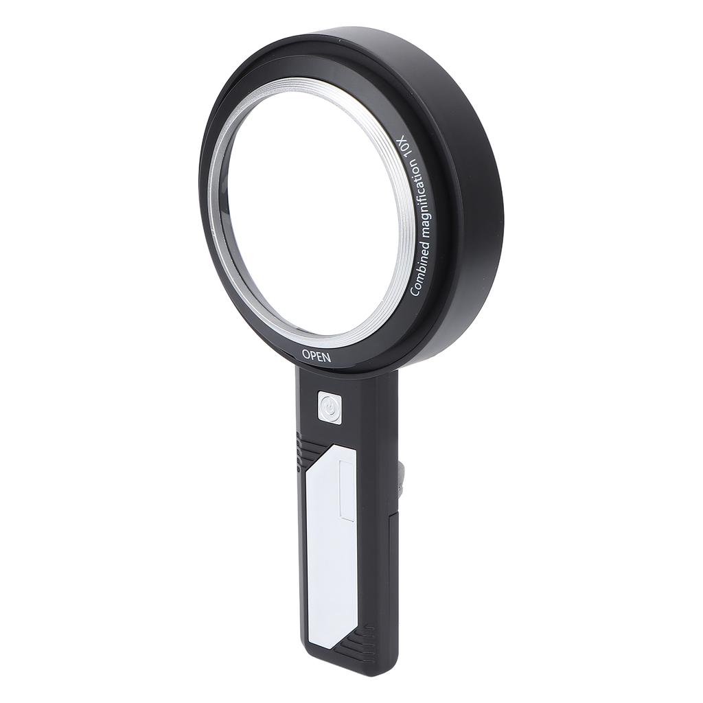 5X 10X Handheld Magnifying Glass Ergonomic Handle 6pcs LED Light Reading Magnifier for Elder