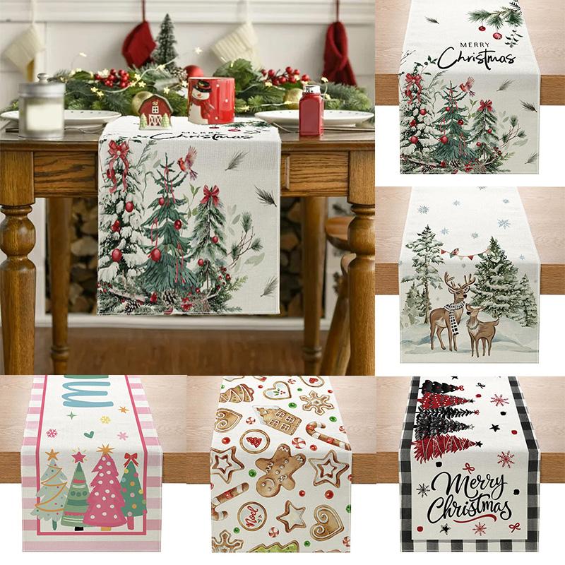1PC Table Cover New Year 2026 Snowman 33*183cm Table Decor Merry Christmas Decoration Christmas Xmas Tree Table Runner
