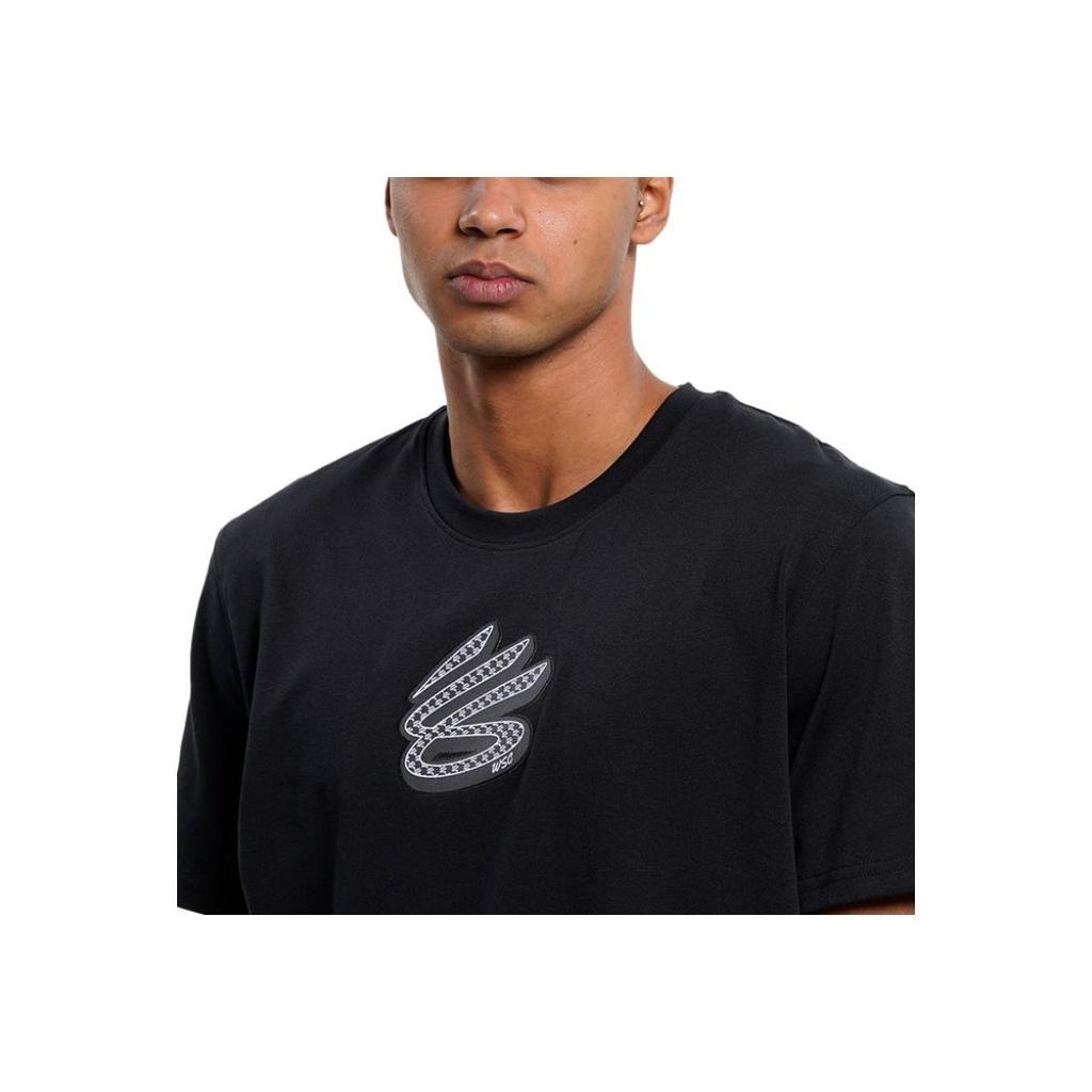 Under Armour American Retro Logo Print Crew Neck T-Shirt Men Tops Black 1376801-001