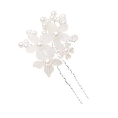 1 Stück Blume Kunstperle Hochzeit Haarnadel Kopfbedeckung Weiß Haarspange Brautschmuck
